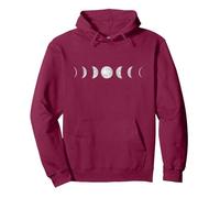 Moon Phases Lunar Gothic Goth Witchy Wicca Grunge Witchcraft Pullover Hoodie, Adult Unisex, Burgundy, Large