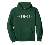 Moon Phases Lunar Gothic Goth Witchy Wicca Grunge Witchcraft Pullover Hoodie, Adult Unisex, Dark Green, Medium