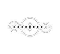 Moon Phases Magic Geometry Full Moon Crescent and gibbous Moon Icons sac Cosmic Symbols Witchcraft Lettering Stickers 30x69.6cm Tattoo Culture Black