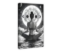 Moon Phases Meditation Spiritual Celestial Mindfulness Positive Quotes Canvas Poster Wall Art Decor Print Picture Paintings for Living Room Bedroom Decoration 12" L X 18" W