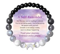 Moon Phases Moonstone Healing Crystal Bracelet, Natural Moonstone Black Onyx Beaded Bracelet for Women, A Self-Reminder Spiritual Bracelet Gift (#3)