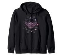 Moon Phases Moth Insect All Seeing Eye Alchemy Tarot Card Zip Hoodie