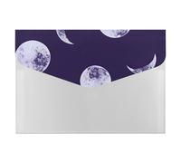Moon Phases Pattern Multi-Pocket File Organizer, Expanding Accordion Folder for Portable Document Storage