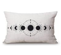 Moon Phases Pillow Cover 12" x 20" Lumbar Pillow Covers Home Decorative Cotton Linen Cushion Case for Sofa Couch Housewarming Family Room Décor
