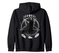 Moon Phases Witch Black Cat Pagan Wicca Wiccan Halloween Zip Hoodie
