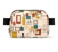 Moon Pine Tree Fanny Pack Crossbody Waist Bag Pack Waterproof Mini Belt Bag Bum Hip Bag for Men Women, Mid Century Modern, One Size