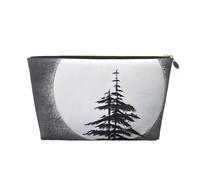 Moon Pine Tree Leather Toiletry Travel Bag-Waterproof Cosmetic Pouch for Women, Large Capacity Makeup Organiser with Zip for Toiletries