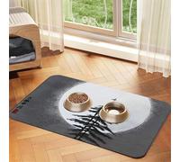 Moon Pine Tree Pet Absorbent Leather Placemat 30x45cm Beautiful Design Cat and Dog Bowl Mat Portable Storage