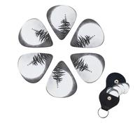 Moon Pine Tree Print Guitar Picks 6 Pack Guitar Plectrums with Pick Holders Bass Picks For Acoustic Guitar Bass Electric Ukulele Includes 0.46mm, 0.71mm, 0.96mm