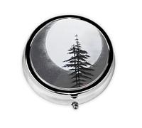 Moon Pine Tree Round Pill Box Portable Medicine Box That can be stored in a Pocket or Handbag