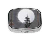 Moon Pine Tree Square mini Pill Box, Travel Pill Box, can be Put into Wallet or Pocket to Store a Variety of Small Items