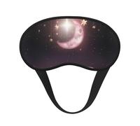 Moon Pink Stars Eye Mask for Sleeping Soft Satin Sleep Shade Cover Blindfold with Elastic Strap Travel Nap Blackout Eye Shade Cover for Women Men