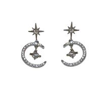 Moon Planet Women's Earrings Venus Saturn Pendant Earrings Silver Elegant Shining Fashion Celestial Jewelry (moon star)