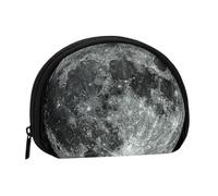 Moon Printed Mini Coin Pouch, Shell Shape Zip Around Wallet, Small Zipper Pouch for Cash, Cards, Keys, Lipstick, Storage Pouch, Travel Organizer