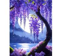 Moon Purple Flowers Jigsaw Puzzles for Adults 100 Pieces Educational Toys Challenging Game 100 Piece Puzzles for Adults for The Whole for Women Gifts for Men