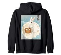 Moon Rabbit Mochi Maker Celestial Mid-Autumn Festival Art Zip Hoodie