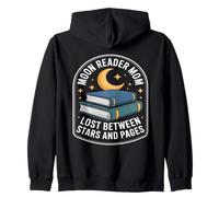 Moon Reader Mom Lost Between Stars And Pages Zip Hoodie