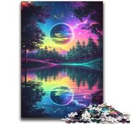 Moon Reflection Adult Jigsaw Puzzles 1000,Challenging Game And Family Play Wall Decoration Unique Birthday And Xmas Gifts (38X52cm)