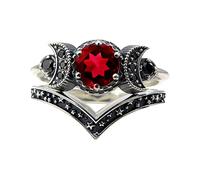 Moon Ring Red Ring Moon Girls For Women Amethyst Jewellery Rings Dinosaur Matching Rings (Red, 7)
