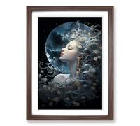 Moon Rococo Framed Wall Art Print, Ready to Hang Picture for Living Room Bedroom Home Office, Walnut A2 (48 x 66 cm)