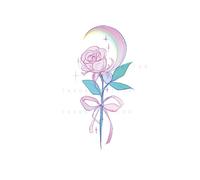 Moon Rose Colorful Temporary Tattoo Sticker, Waterproof And Long Lasting Female Painted Cartoon Stickers, Fake Tattoos(2pcs)