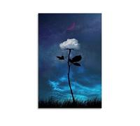 Moon, Roses, White Clouds, Natural Aesthetic Art Magic Starry Sky Fantasy Art Background Poster Poster Vintage Art, Wall Canvas, Decoration Aesthetic, Living Room, Kids Room Dormitory, Cafe, Bathroom,