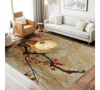 Moon Rugs for Entryway Washable, Branche Leaf Maple Tree Design Small Area Rug Bedroom Decor, Non Slip Low Pile Soft Indoor Door Mat, 50 x 80 cm, FD3219