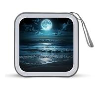 Moon Sea Ocean Landscape Portable CD Case Holder 48 Capacity Travel DVD Storage Boxs Wallet Bag