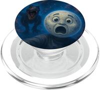 Moon Selfie T-Rex Dinosaur Chase Funny Humor PopSockets PopGrip for MagSafe