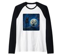 Moon Selfie T-Rex Dinosaur Chase Funny Humor Raglan Baseball Tee