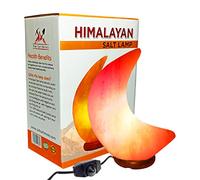 Moon Shape Himalayan Salt Lamp Pink Rock Crystal Light | Natural Quality Hand Crafted from Foothills of Himalayas Comes with Complete Fitting Wooden Base UK Dimmable Switch with 2 Bulb (Moon Shape)