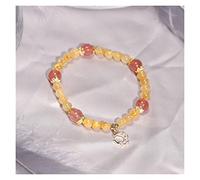 Moon Shape Natural Garnet Strawberry Crystal Rutilated Quartz Beaded Bracelets For Women Female Fashion Jewelry,