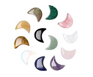 Moon Shaped Crystals | 12 Piece Meditation Gemstone Decor | Moon Shaped Gemstone | Improvement Festive Themes Women shieldingHome Energy Balancing Christmas Women Protection