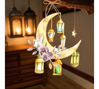Moon Shaped Decoration Pendant Ornament For Home & Festival Window Decorations Hanging Stained Glass (B, One Size)