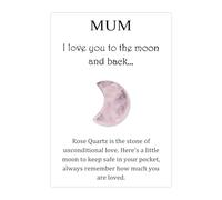 Moon Shaped Rose Quartz Crystal Gift for Sister, Daughter or Mum - Heartfelt Keepsake with Love Message Card - Unique Meaningful Birthday Present, Unconditional Love Token (Mum)