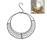 Moon Shaped Wire Wreath Frame Hanger, Round Succulent Pot Plant Holder, Metal Hanging Planter Flower Hanging Stand, Succulent Pot Decor Basket, Hanging Flower Stand Wall Plant Holder(Moon Shape)