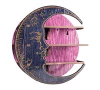 Moon Shelf - Wooden Floating Moon Shelf, Wall Mounted Moon Crystal Shelf, Antique Wall Mounted Crystal Display Moon Stand, Crystals Holder for Oil Shelf in Living Room, Gothic Decor