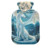 Moon Silver Hot Water Bottles with Soft Velvet Cover Hot Water Bag for Menstrual Cramps