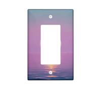 Moon Single Rocker Light Switch Cover, Serene Contemporary Boat Water Summer Violet Plastic Standard Size Accents Wall Switch Plates for Home Living Room New Apartment Decor