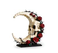 Moon Skull Rose Building Blocks Set, 439 PCS Dark Skull Rose Building Kit, Creative Gothic Horror Skeleton Flower Bricks Model Toy, Home Decor Gifts for Anniversaries Valentine's Day