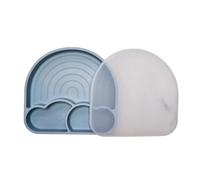 Moon Snow Rainbow Divided Suction Plate Baby. Baby Weaning Suction Plate with Lid, Toddler Plate with Suction. 100% Food Grade Silicone, BPA & PVC Free, Dishwasher/Microwave Safe. Sea