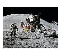 Moon Space Apollo 15 Mission Flag Photo Art Print Canvas Premium Wall Decor Poster Mural