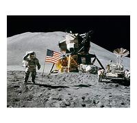 Moon Space Apollo 15 Mission Flag Photo Large Print Poster Wall Art Decor Picture