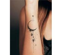Moon Spine Back Waterproof Temporary Tattoo Sticker, Lasts 1-2 Weeks, Realistic Semi-permanent Fake Tattoos(KJ013)