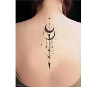 Moon Spine Back Waterproof Temporary Tattoo Sticker, Lasts 1-2 Weeks, Realistic Semi-permanent Fake Tattoos(KJ012)