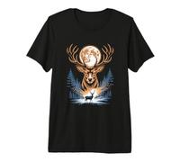 Moon Stag Mystic Night Forest Scene Premium T-Shirt