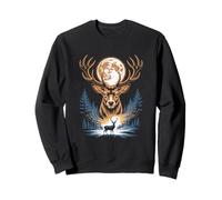 Moon Stag Mystic Night Forest Scene Sweatshirt