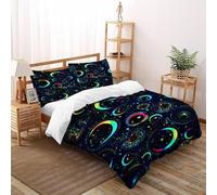 Moon Star Bedding Set Theme Bedspread Space Theme Duvet Cover Set Microfiber Comforter Cover Universal for All Seasons Pillowcase Super King（260x220cm）