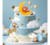 Moon Star Cake Decor Mini Bear Cake Topper Figurine Ornament Gift Birthday Baby Shower Supplies Gender Reveal Party Decor