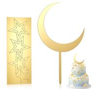 Moon Star Cake Topper Set, Baby Shower Toppers for Cupcake, Twinkle Twinkle Little Star Gender Reveal Decorations for Kids Birthday Wedding, Over the Moon Gold Party Cake Supplies